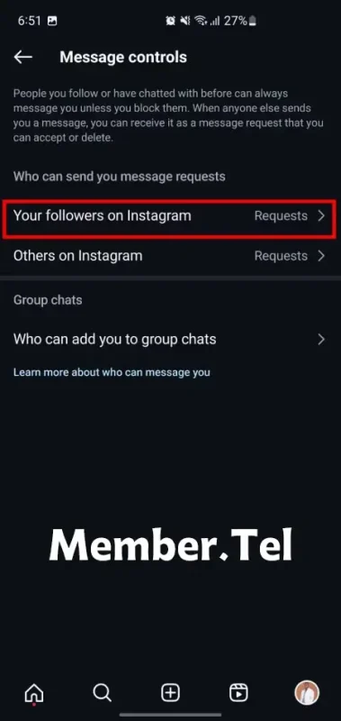 انتخاب کنید چه کسی می تواند به شما پیام بدهد